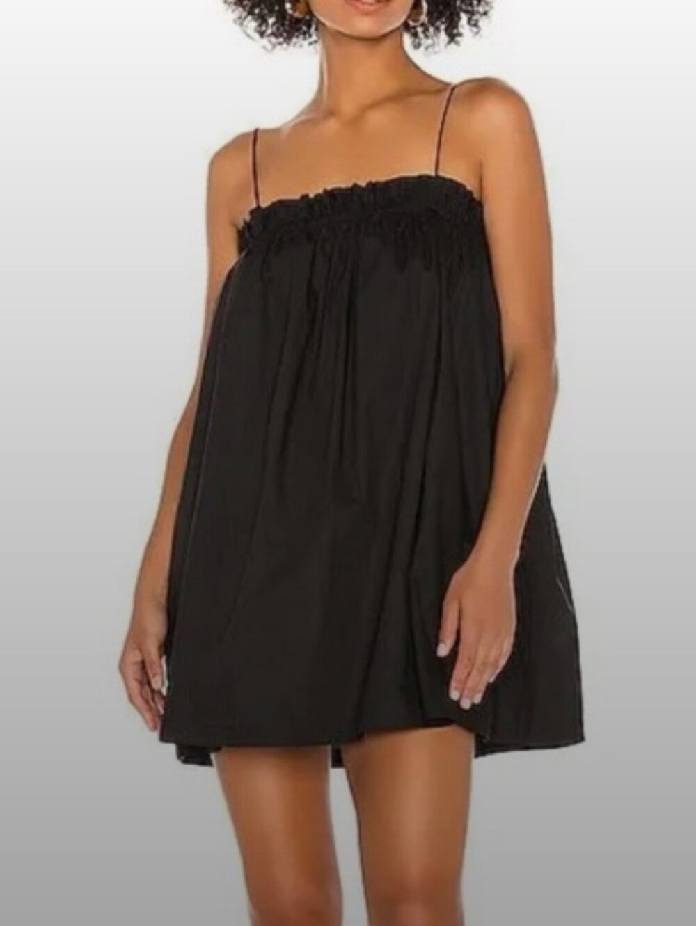 L'Academie Black Spaghetti-Strap Mini Dress